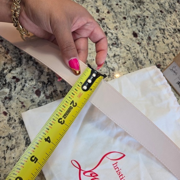 NEW Christian Louboutin W CL Logo Beige Belt with Signature Buckle